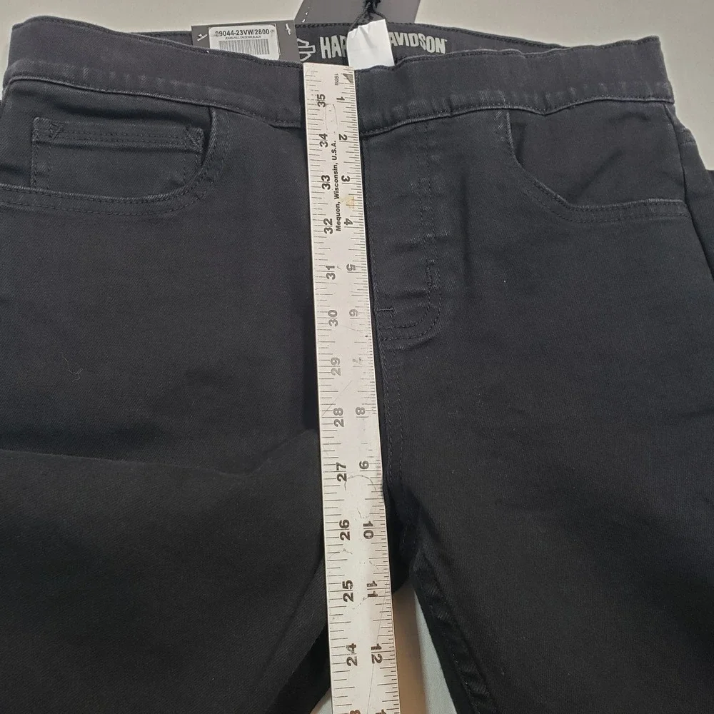 Harley Davidson Womens Skinny Pull On Jeans Black High Rise Size 28 Denim - Picture 5 of 9